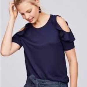 LOFT Cold Shoulder Ruffle Top
